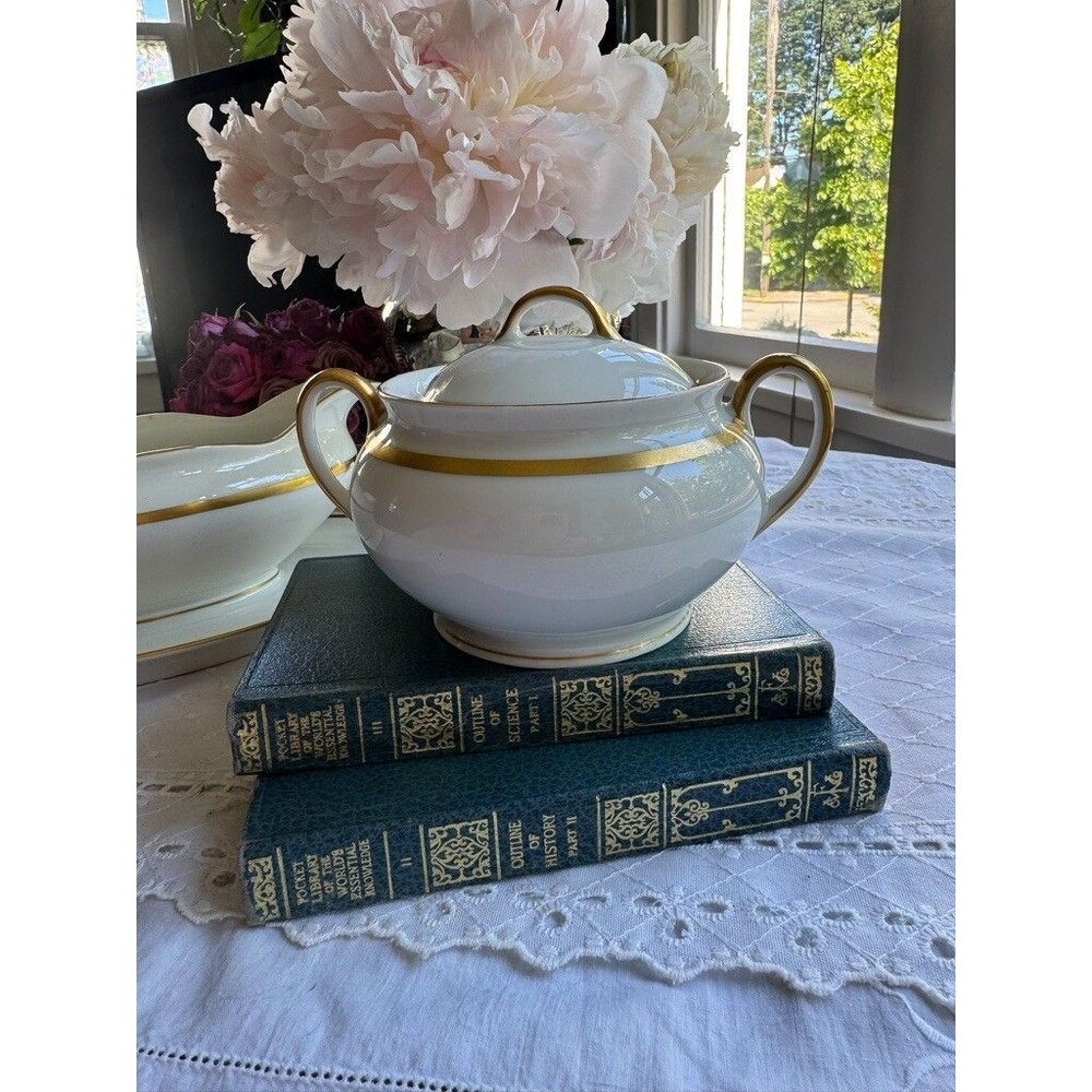 Vintage Schönwald Bavaria EAMAG Empire Porcelain GOLD rim Sugar Bowl Covered Lid - Picture 10 of 16